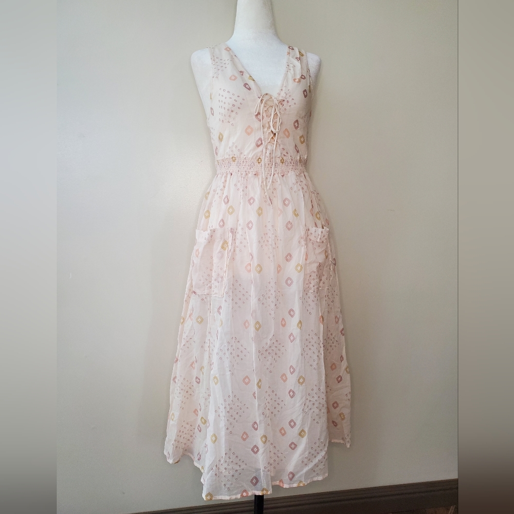 Free People Batiste Pocketful of Wildflowers Ivory Combo Midi Dress - Picture 4 of 16
